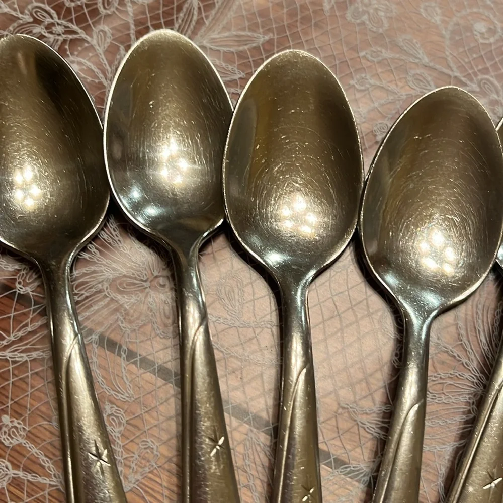 MAR-CREST Set of 7 CITATION Atomic Starburst MCM vintage Teaspoons Stainless USA